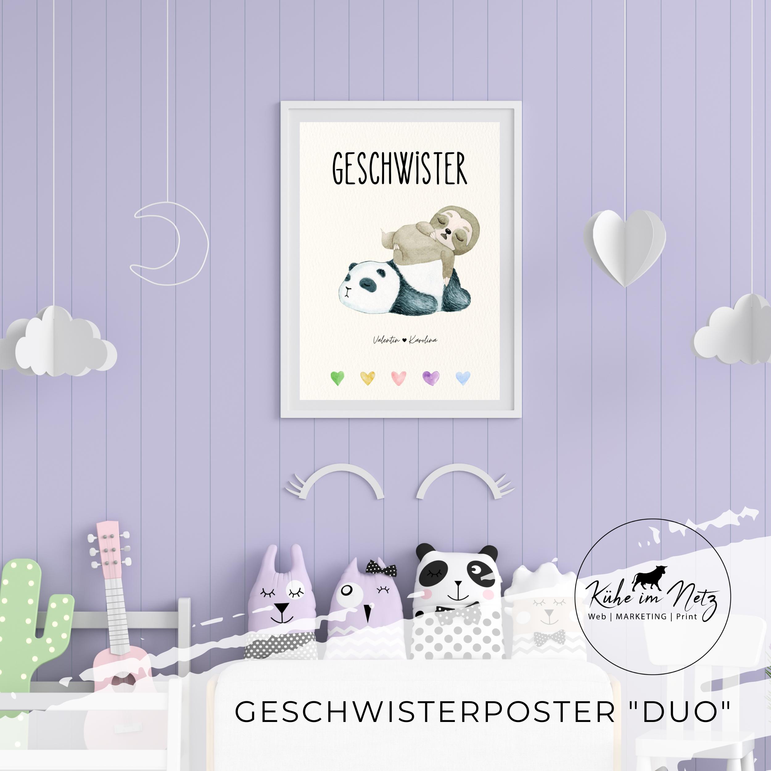 Geburtsposter "2 Geschwister" ***PERSONALISIERT*** – Bild 2