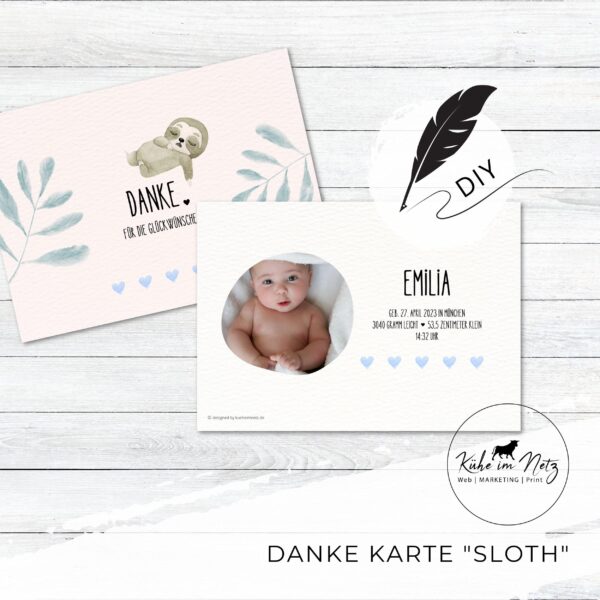 Baby Danke Karte "Sloth" ***PERSONALISIERT*** – Bild 3