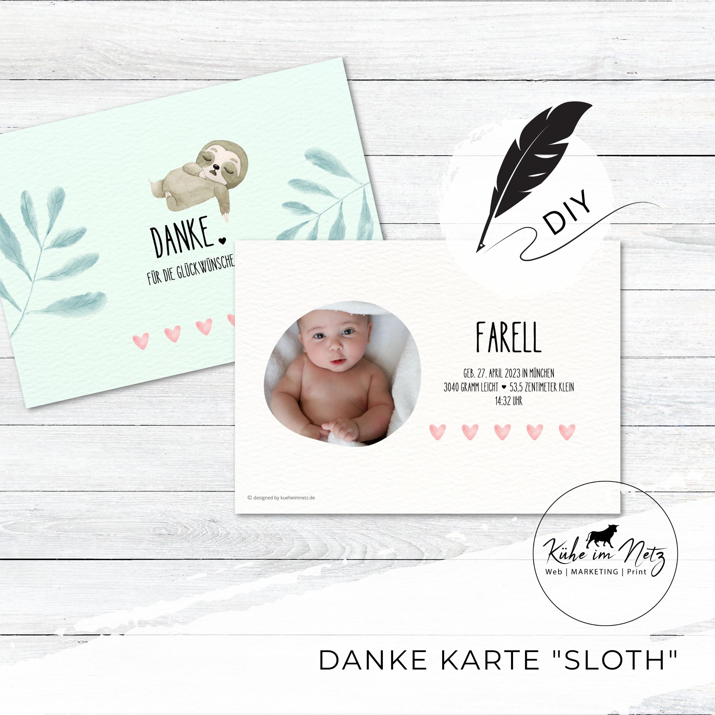 Baby Danke Karte "Sloth" ***PERSONALISIERT*** – Bild 4