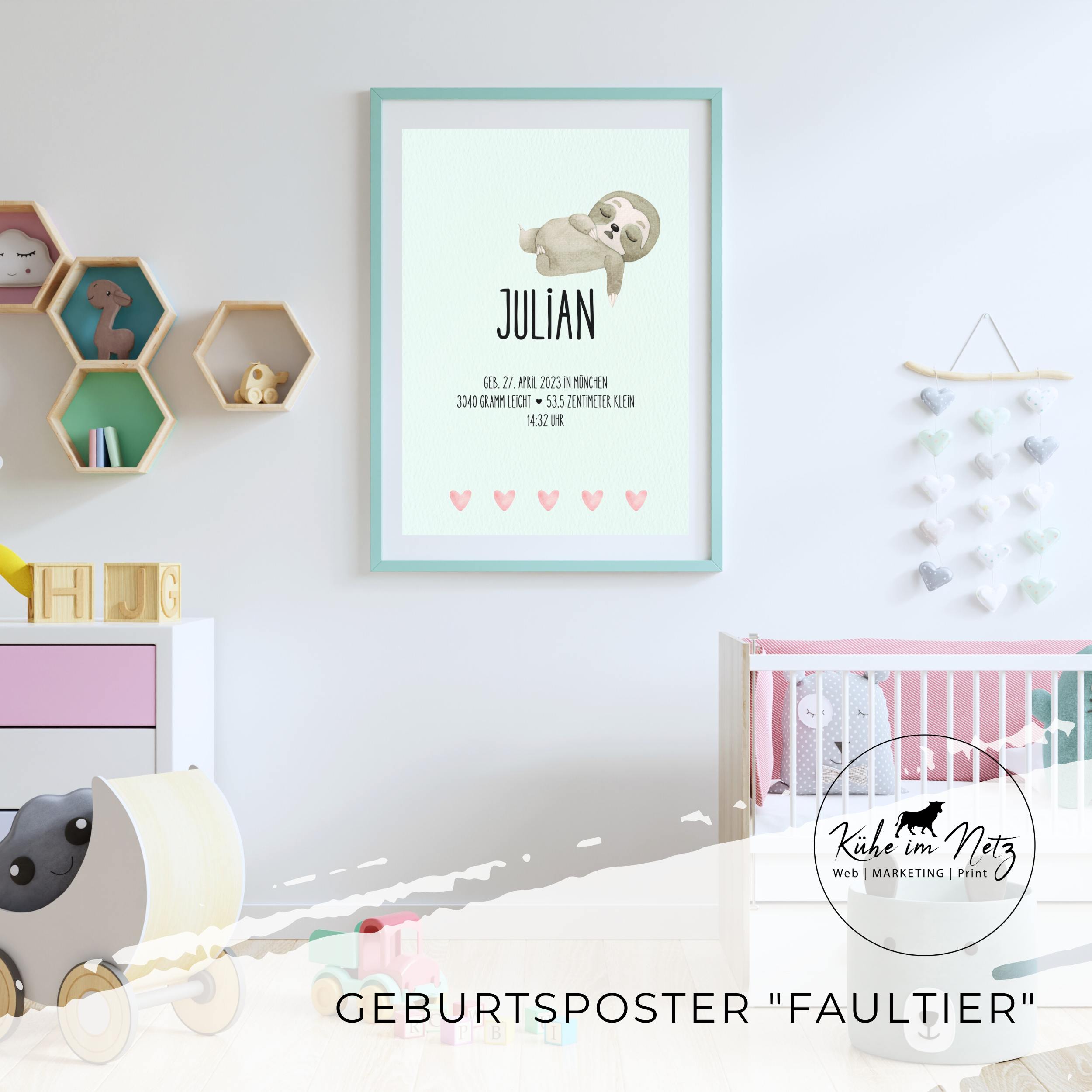 Geburtsposter "Faultier" ***PERSONALISIERT*** – Bild 2