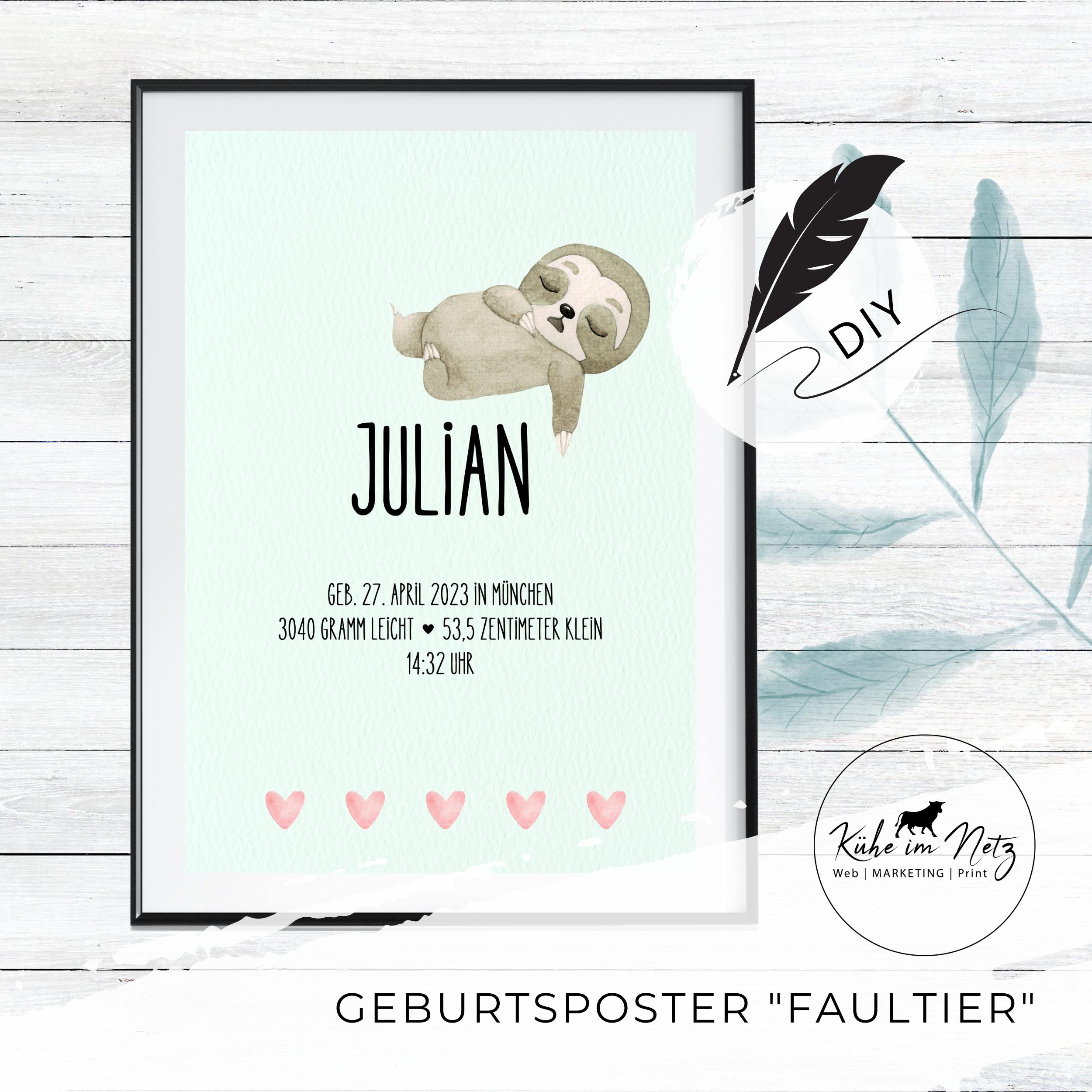 Geburtsset "Faultier" ***PERSONALISIERT*** – Bild 4