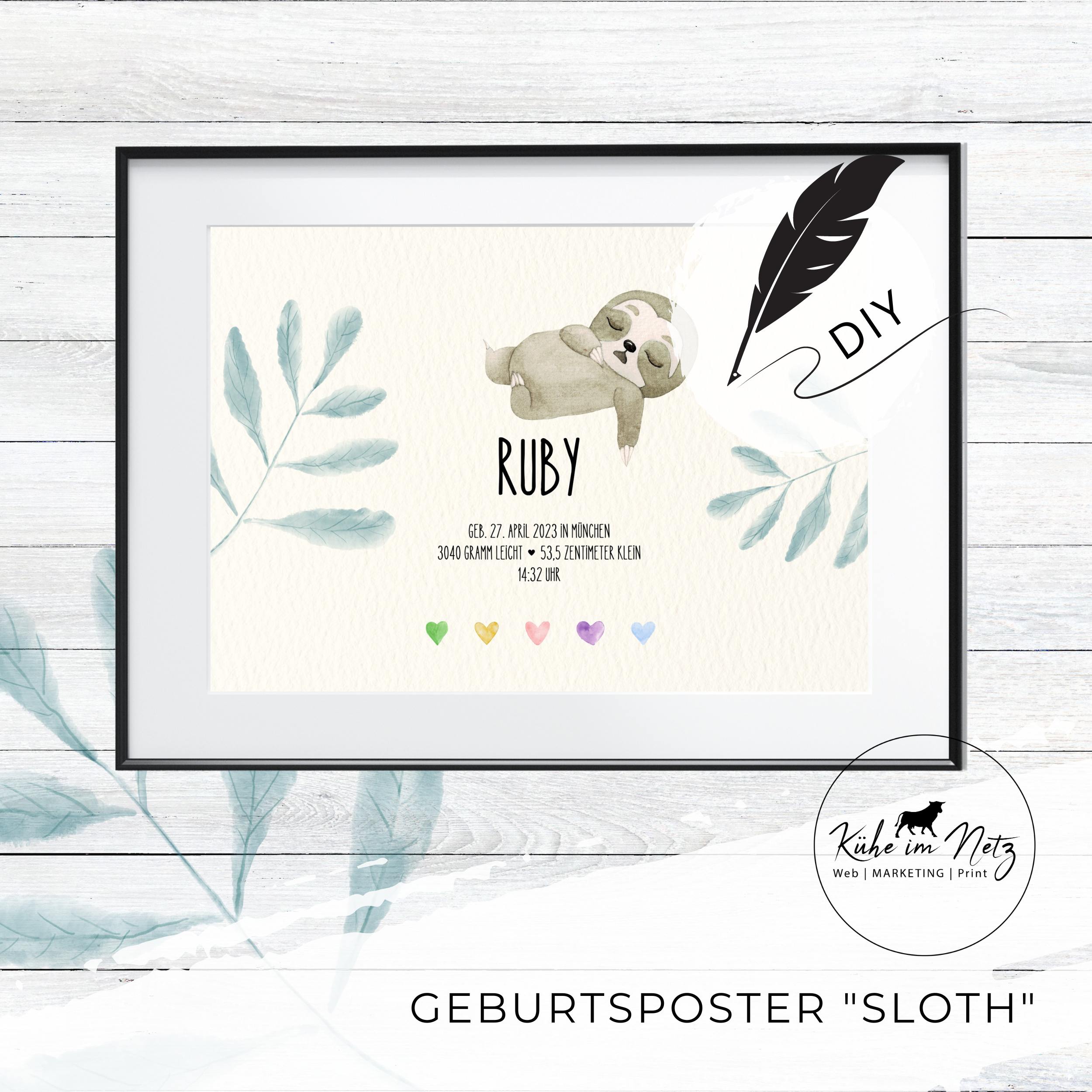 Geburtsset "Sloth" ***PERSONALISIERT*** – Bild 2