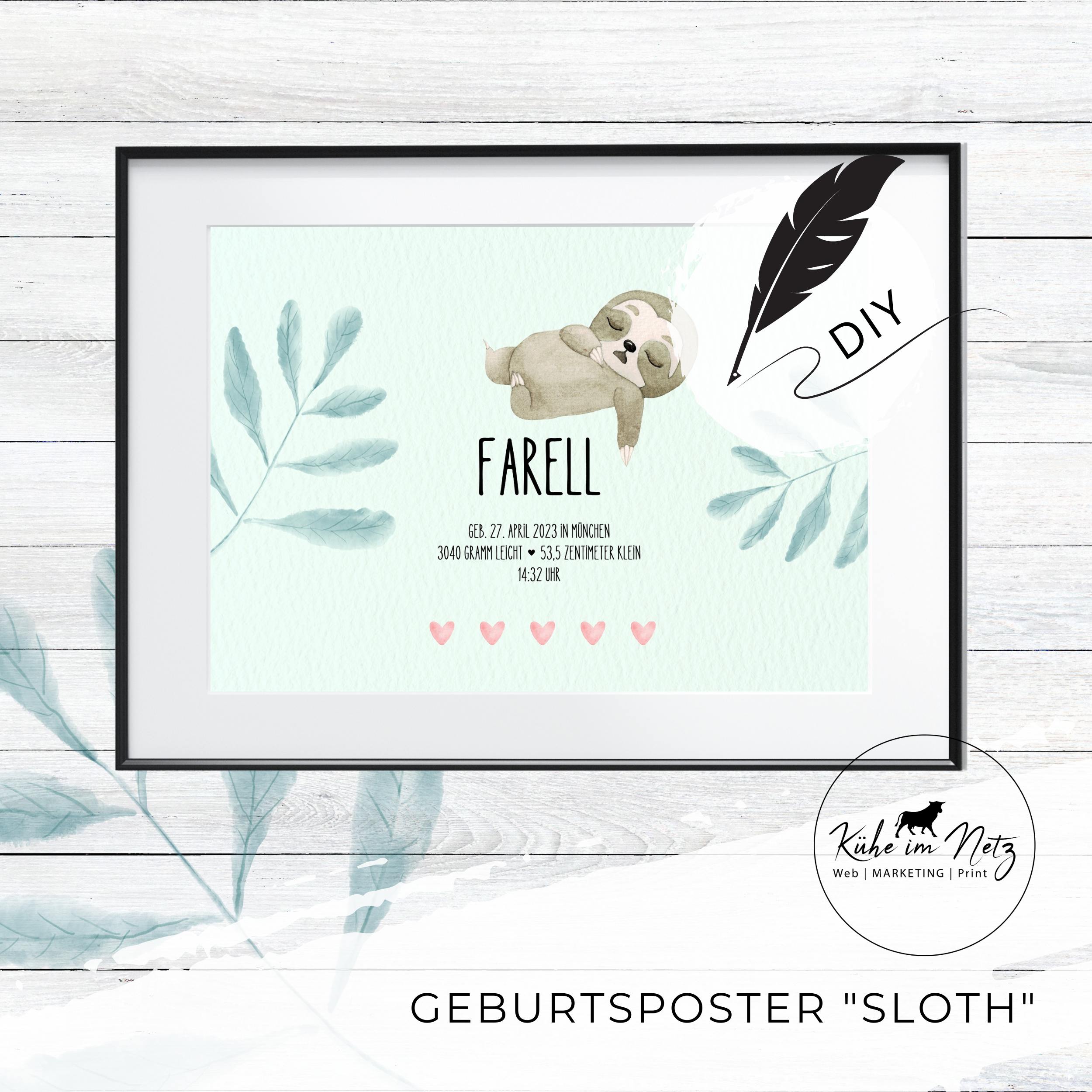 Geburtsset "Sloth" ***PERSONALISIERT*** – Bild 4