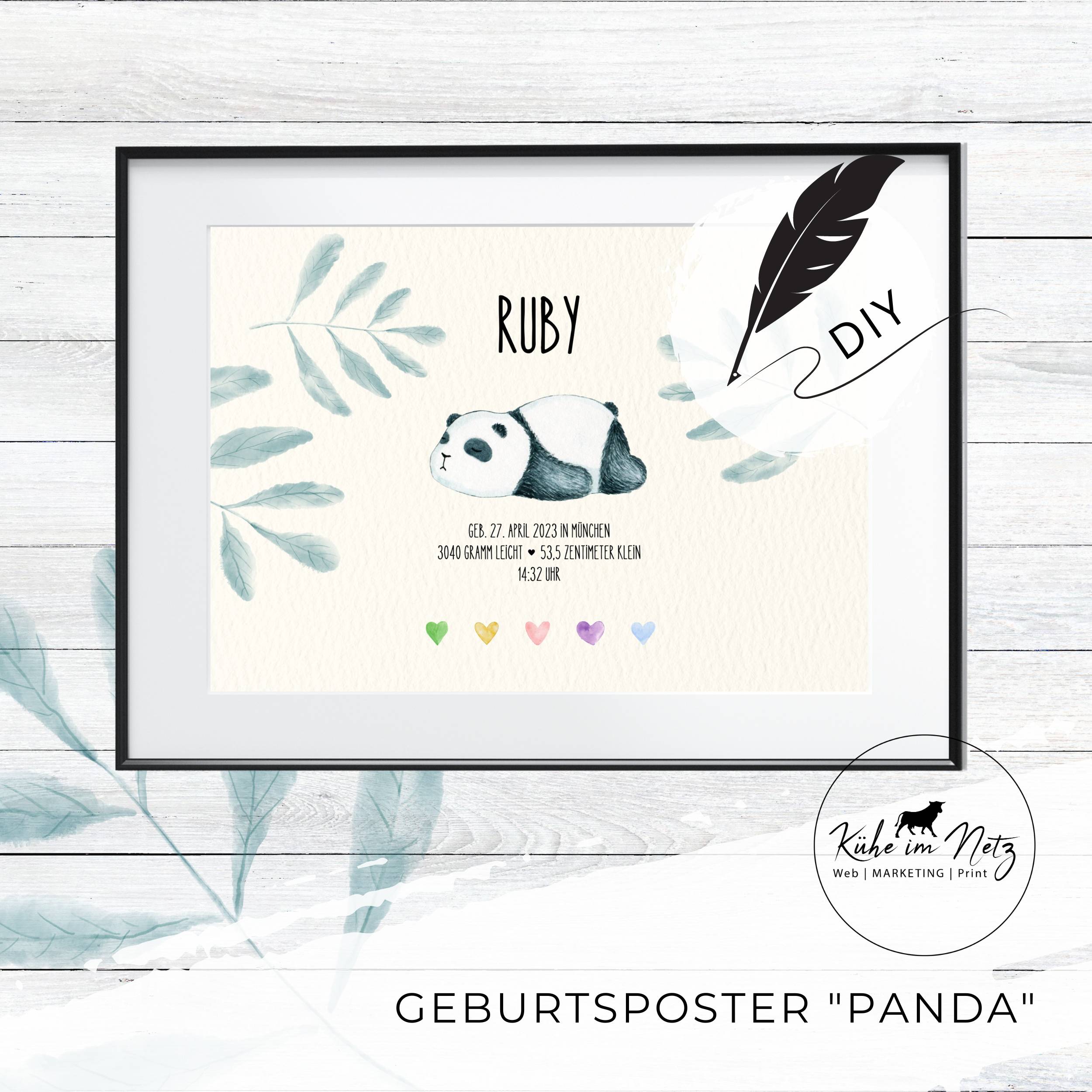 Geburtsposter "Panda" ***PERSONALISIERT***