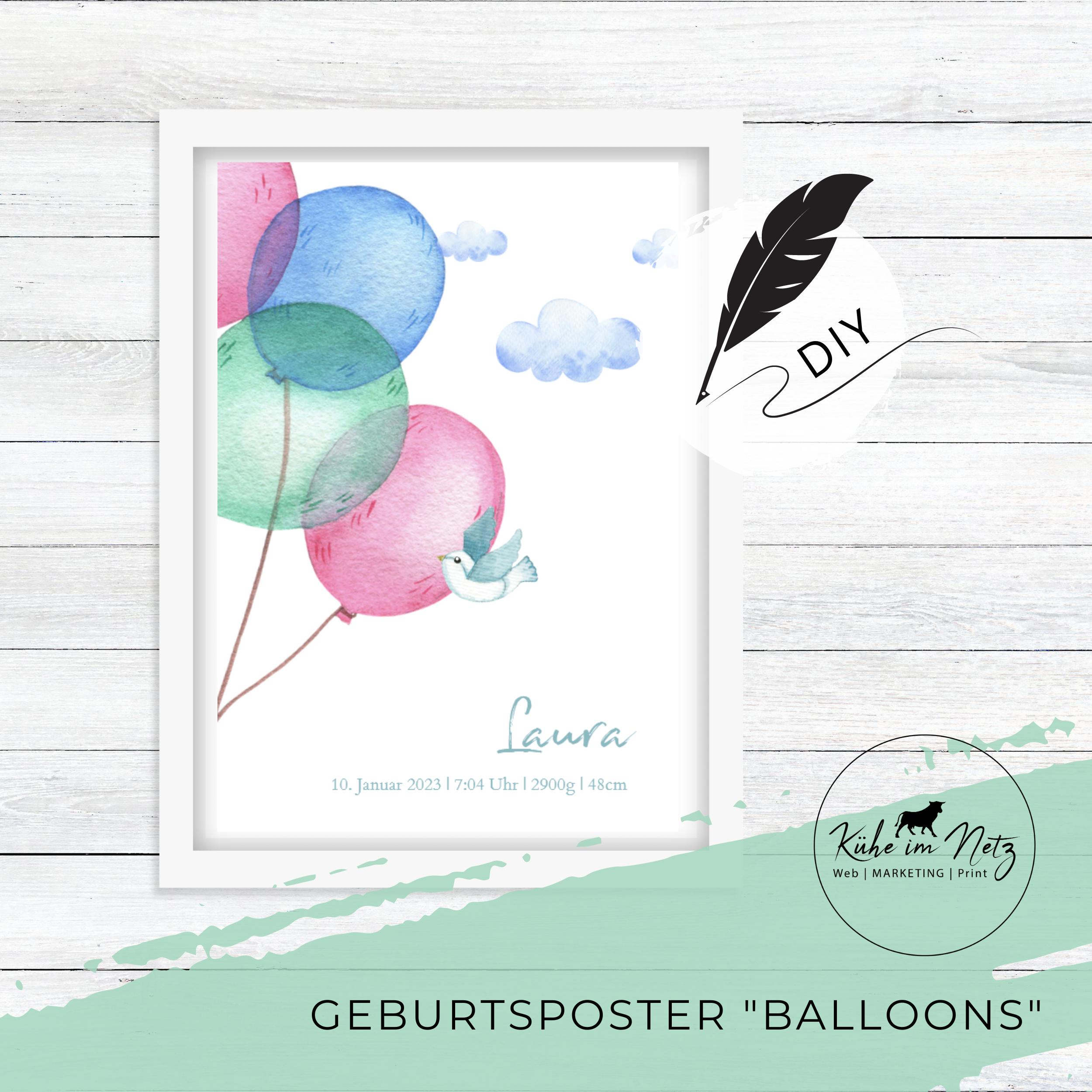 Geburtsposter "Balloons" ***PERSONALISIERT*** – Bild 4