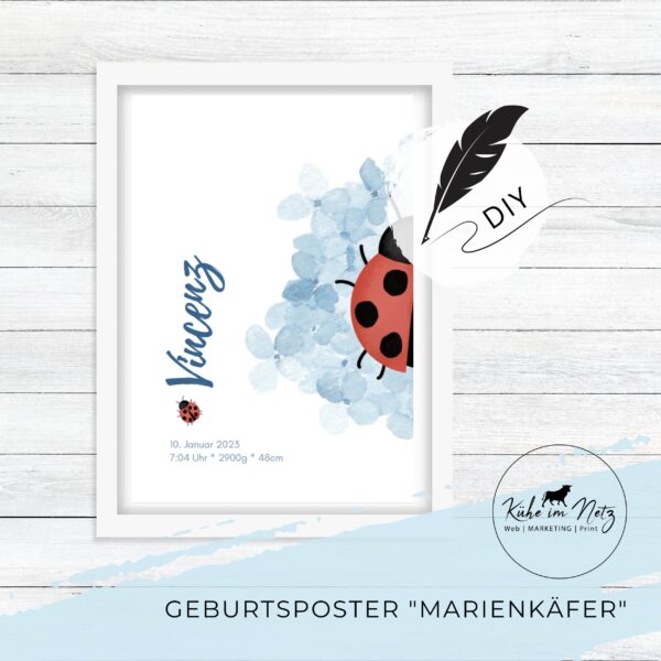Geburtsposter "Marienkäfer" ***PERSONALISIERT*** – Bild 3