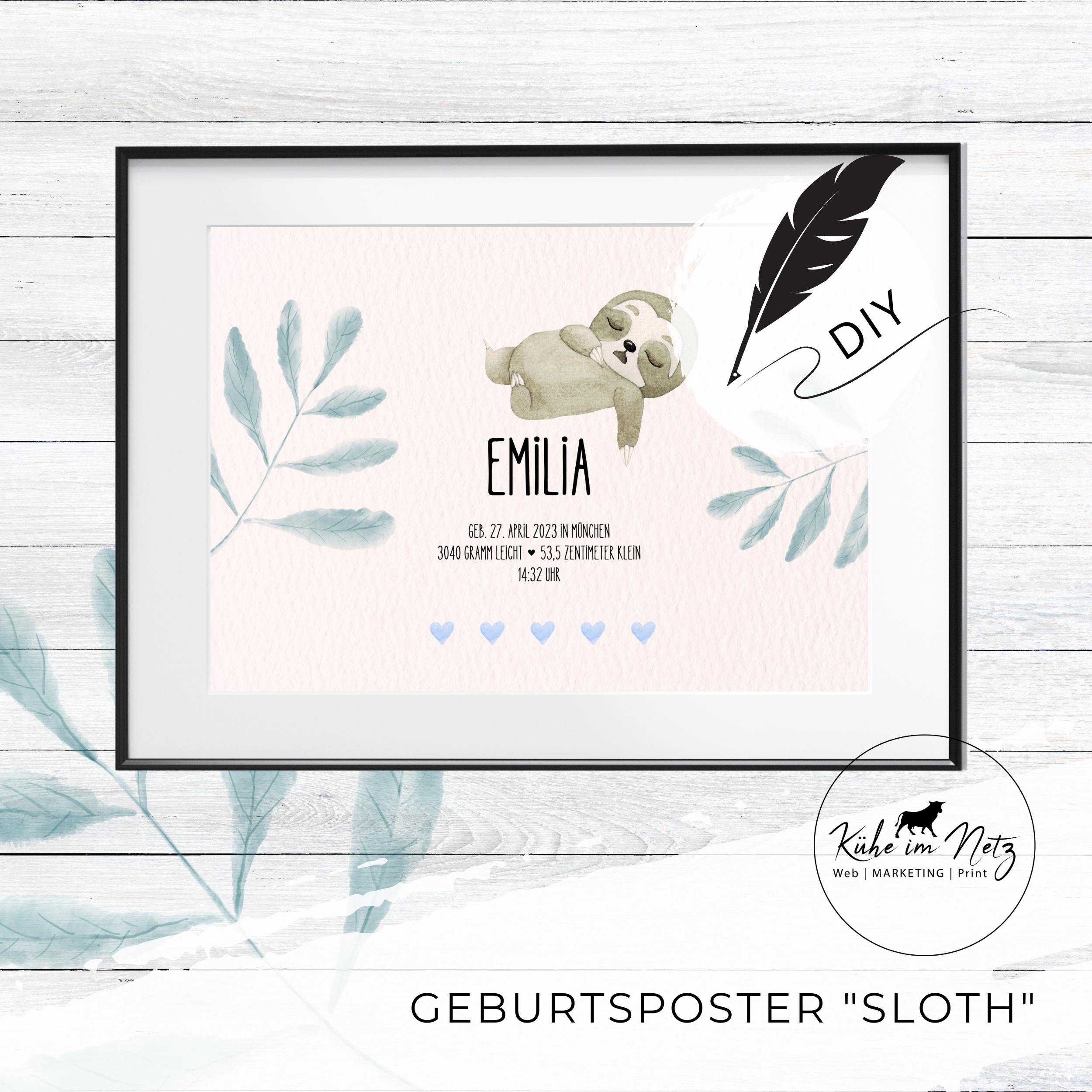 Geburtsset "Sloth" ***PERSONALISIERT*** – Bild 3