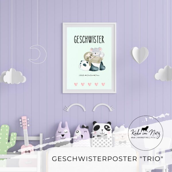 Geburtsposter "3 Geschwister" ***PERSONALISIERT*** – Bild 2