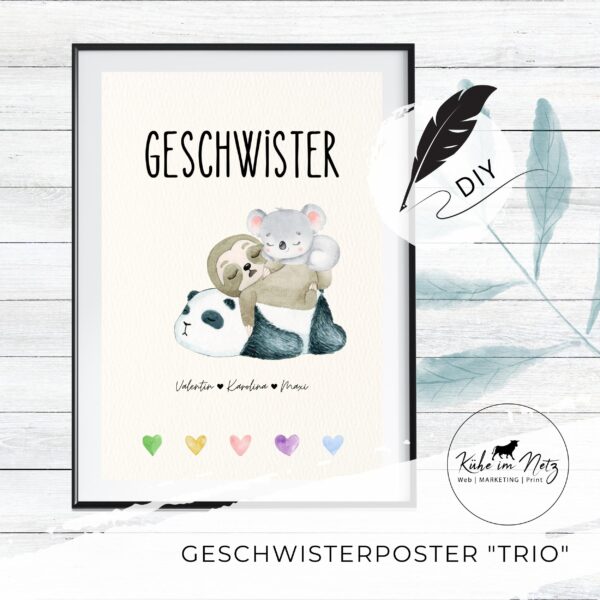 Geburtsposter "3 Geschwister" ***PERSONALISIERT***