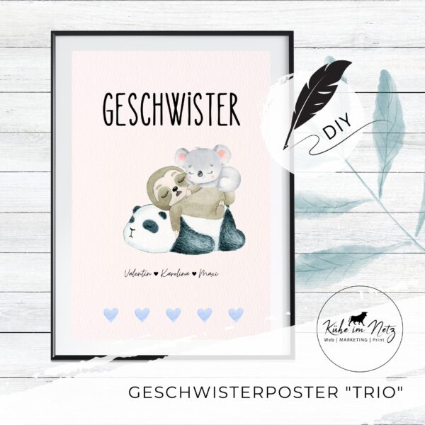 Geburtsposter "3 Geschwister" ***PERSONALISIERT*** – Bild 4