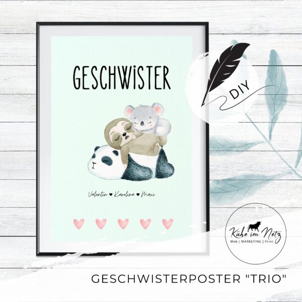 Geburtsposter "3 Geschwister" ***PERSONALISIERT*** – Bild 5