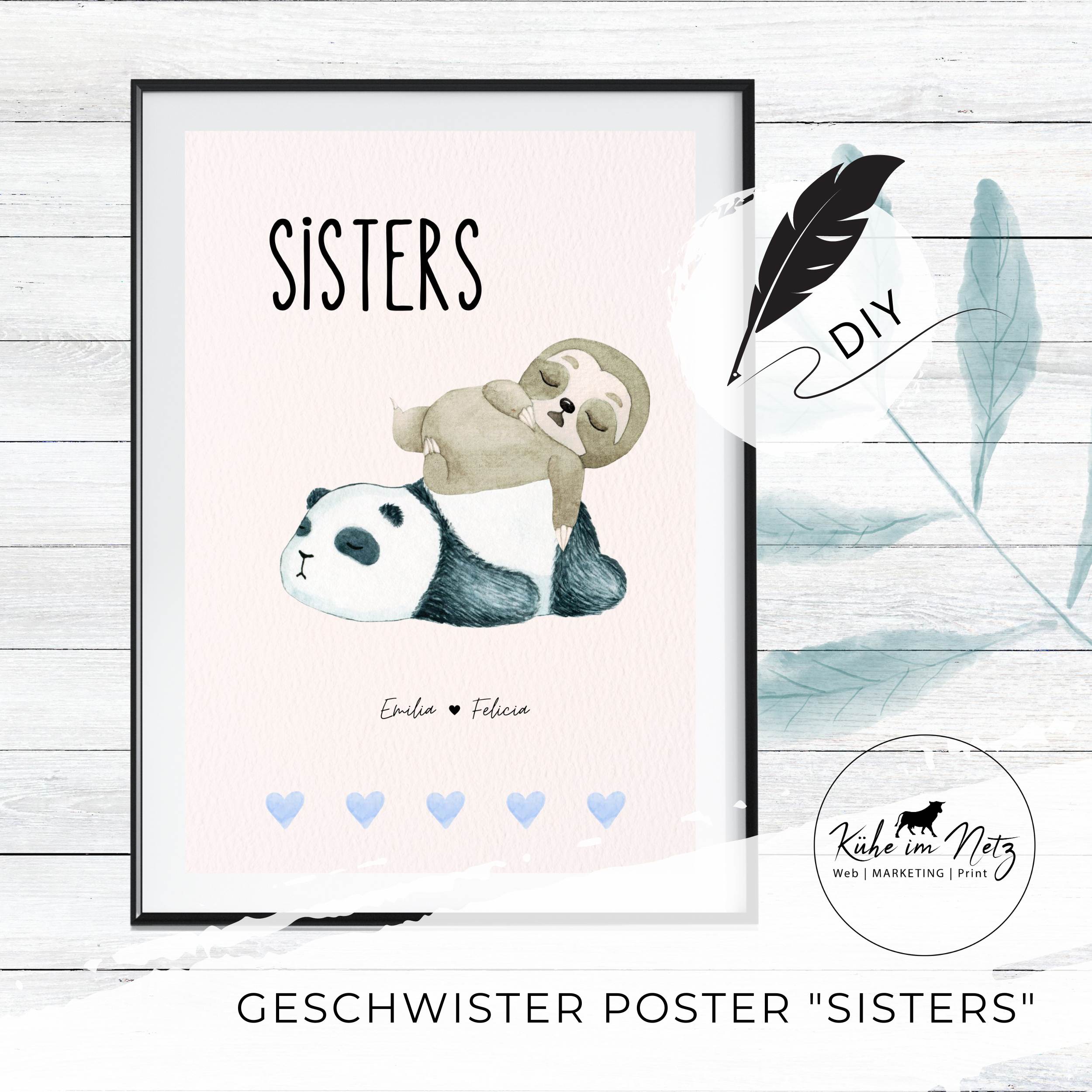 Geburtsposter "2 Sisters" ***PERSONALISIERT***