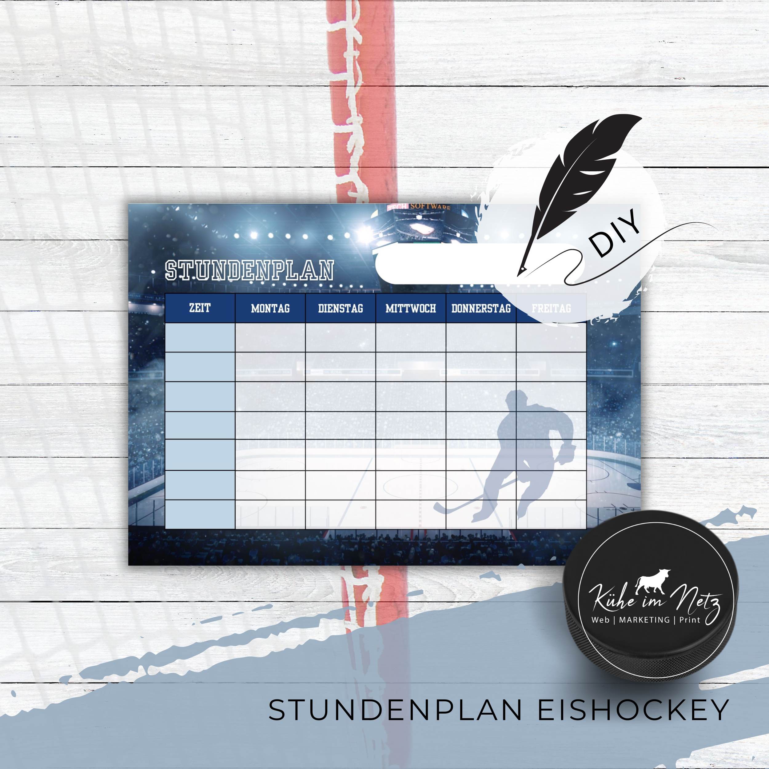 Stundenplan "Eishockey" | Personalisierbare Druckvorlage | Sofortdownload