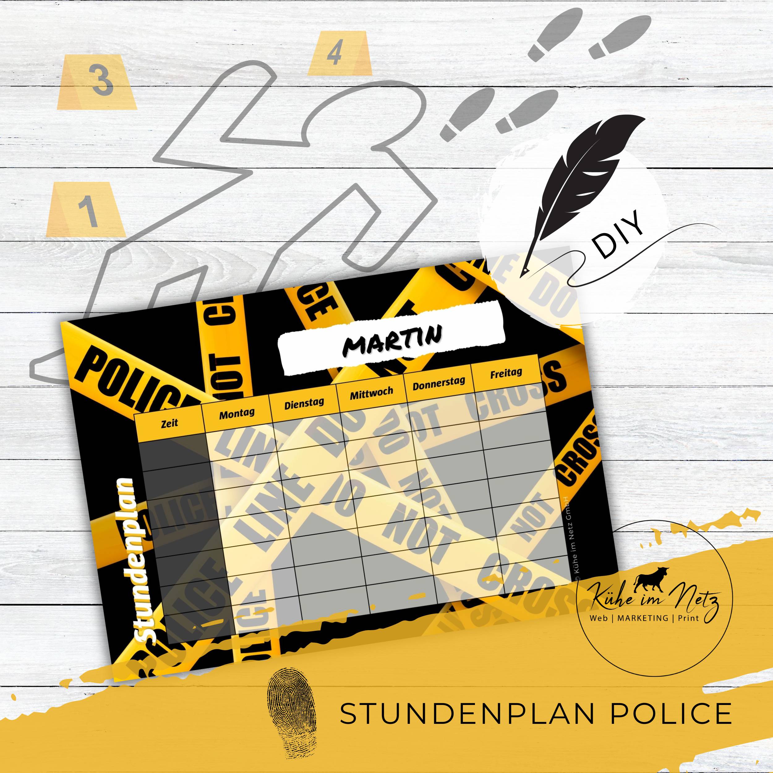 Stundenplan "Police" | Personalisierbare Druckvorlage | Sofortdownload