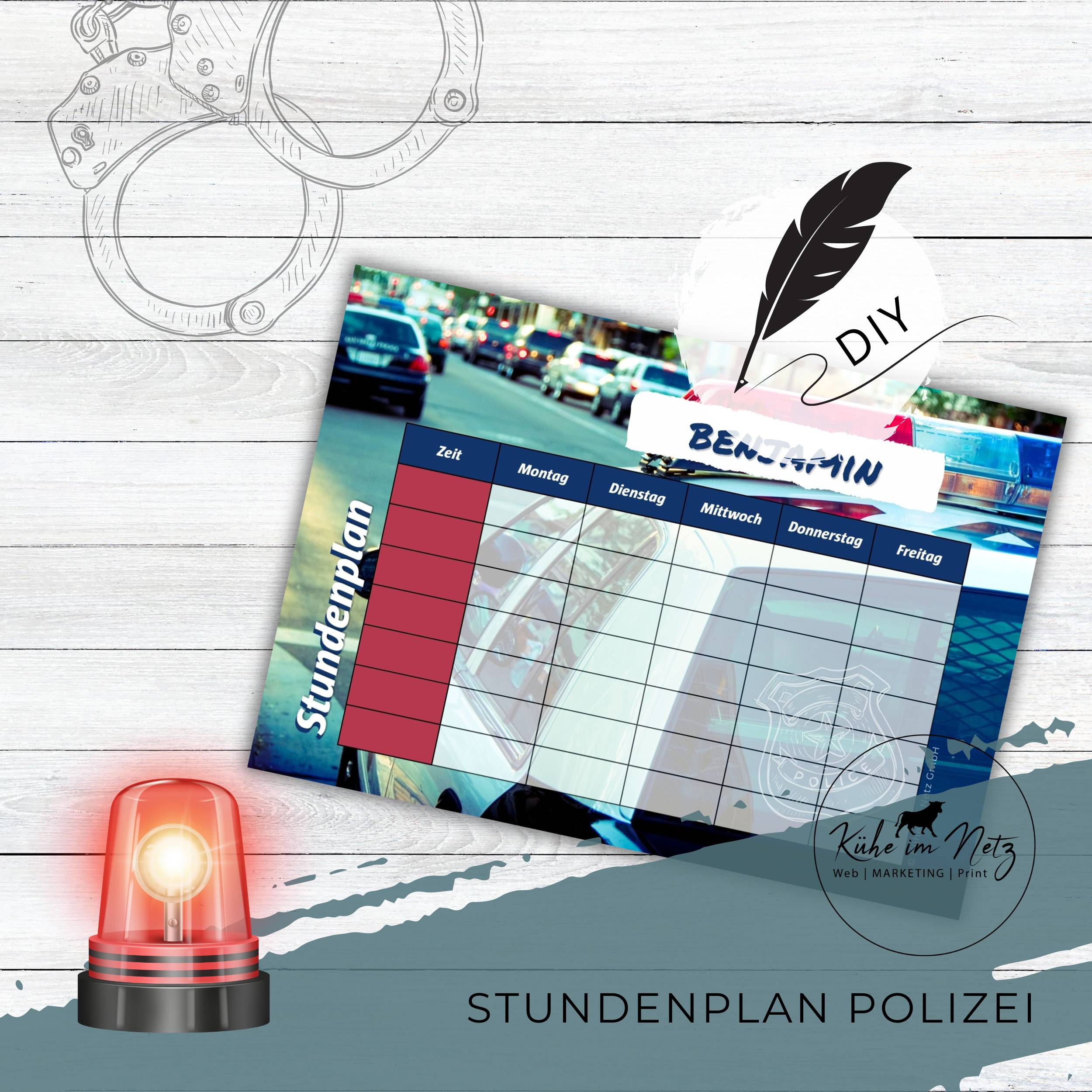 Stundenplan "Polizei" | Personalisierbare Druckvorlage | Sofortdownload