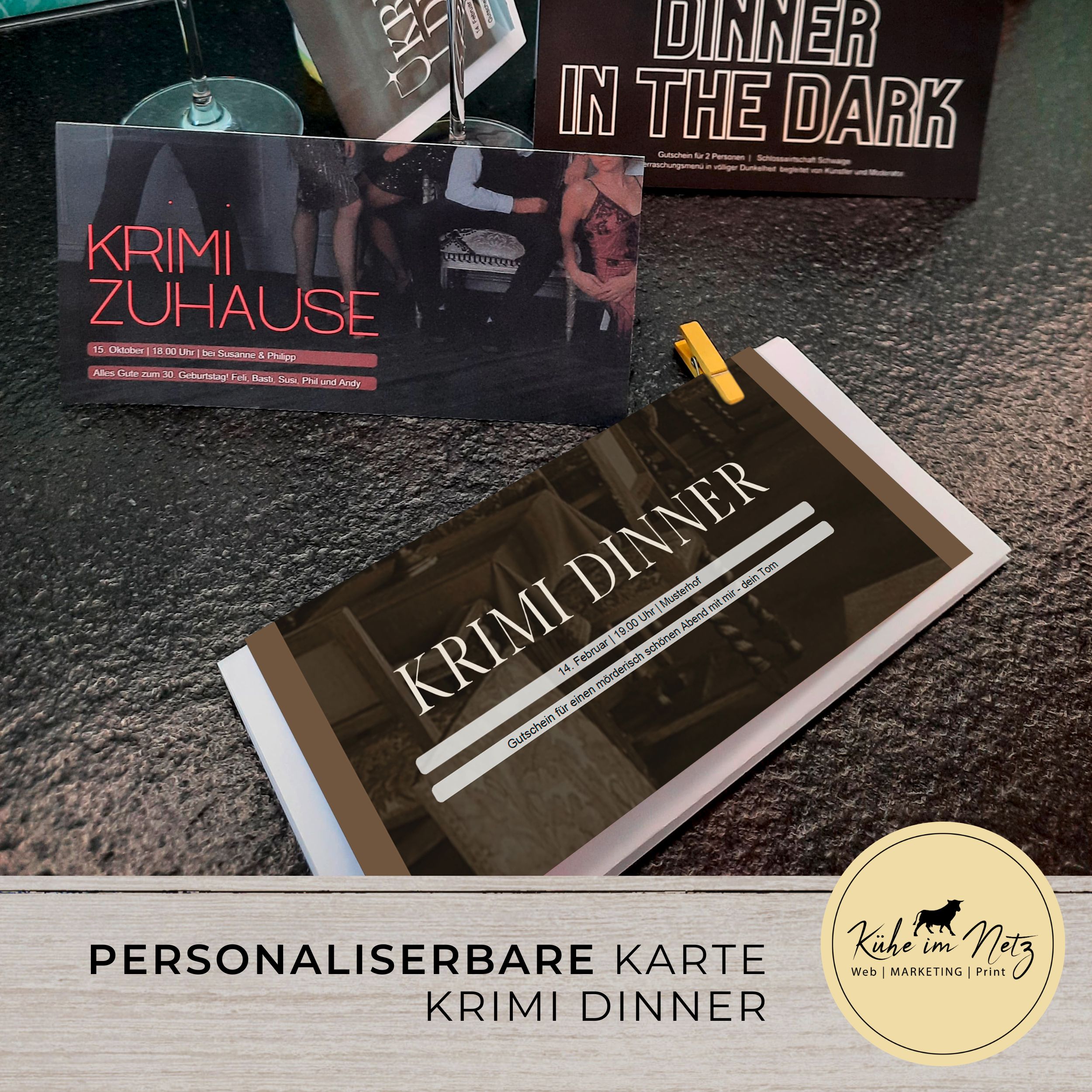 EVENTKARTE Krimi Dinner **personalisierbar** Sofortdownload | Motiv #1