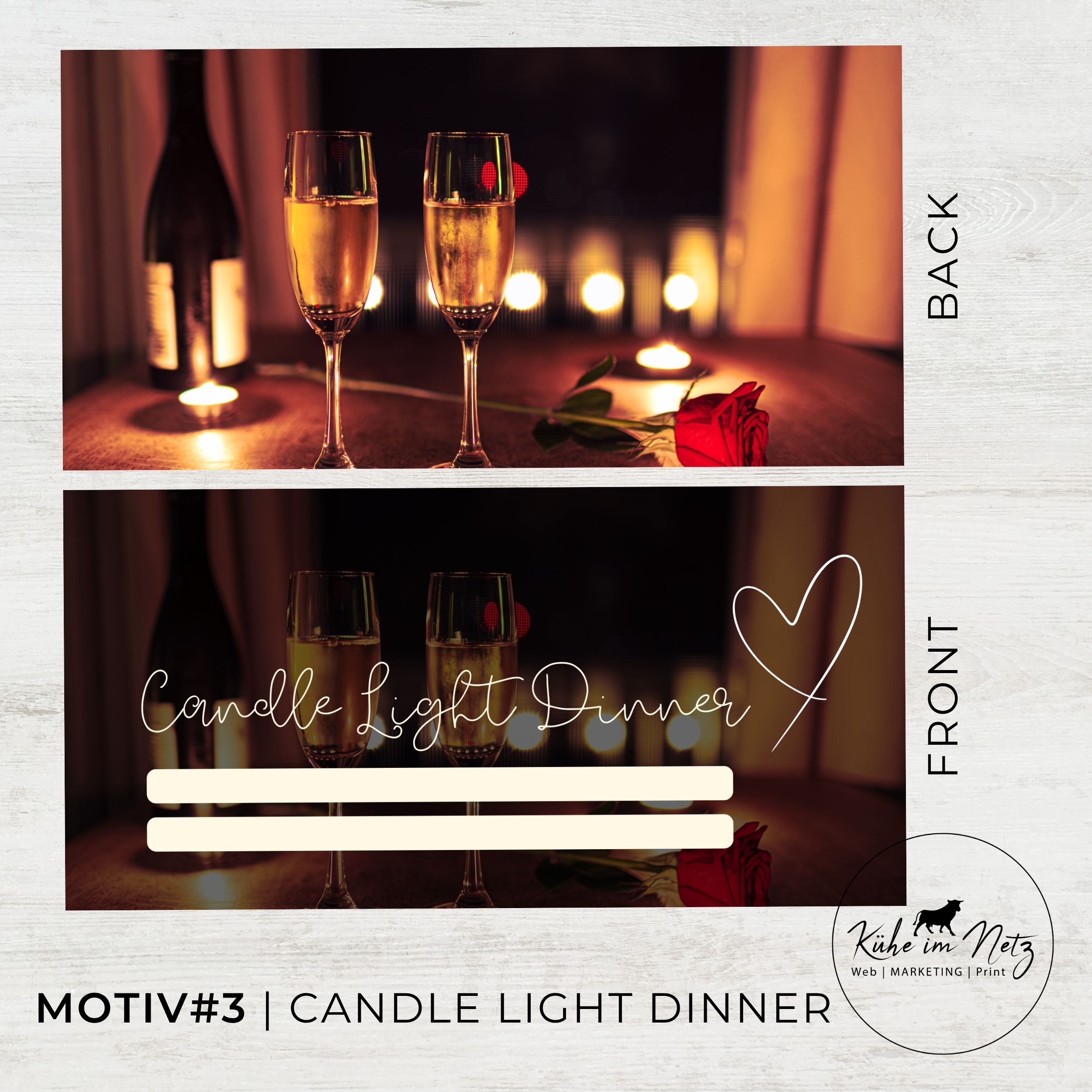 EVENTKARTE Candle Light Dinner **personalisierbar** Sofortdownload | Motiv #3 – Bild 2