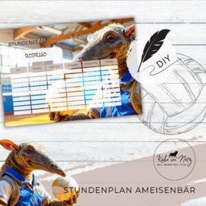 Stundenplan „Ameisenbär“ | Personalisierbare Druckvorlage #backtoschool | PDF Formular Download