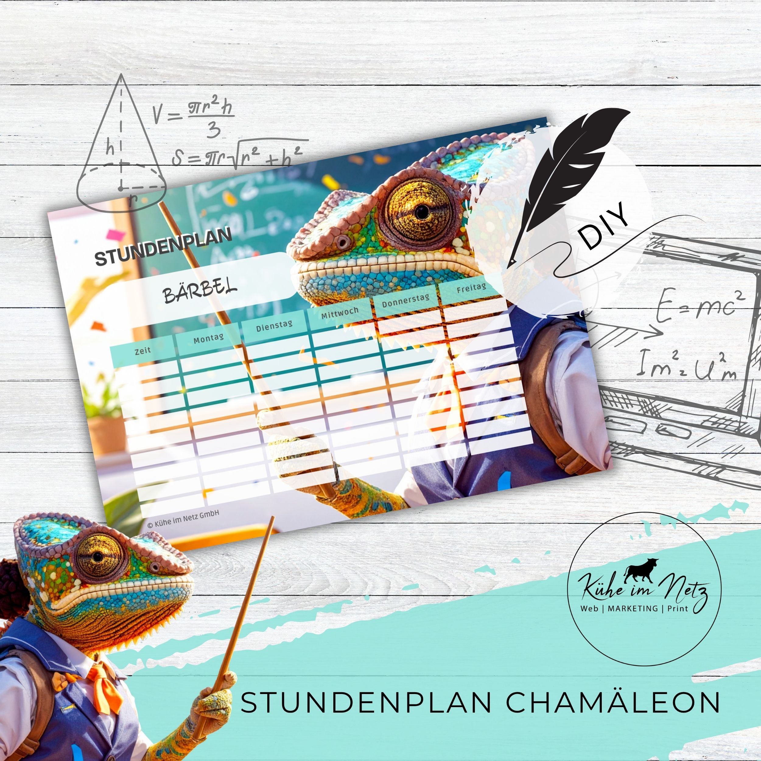 Stundenplan „Chamäleon“ | Personalisierbare Druckvorlage #backtoschool | PDF Formular Download