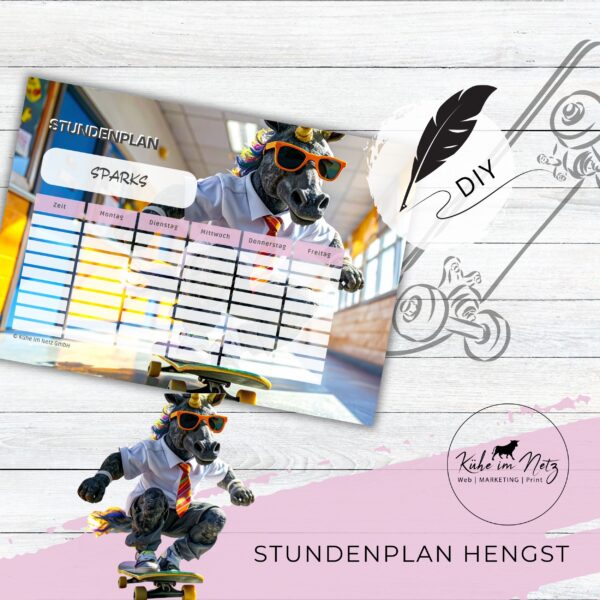 Stundenplan „Einhorn“ | Personalisierbare Druckvorlage #backtoschool | PDF Formular Download