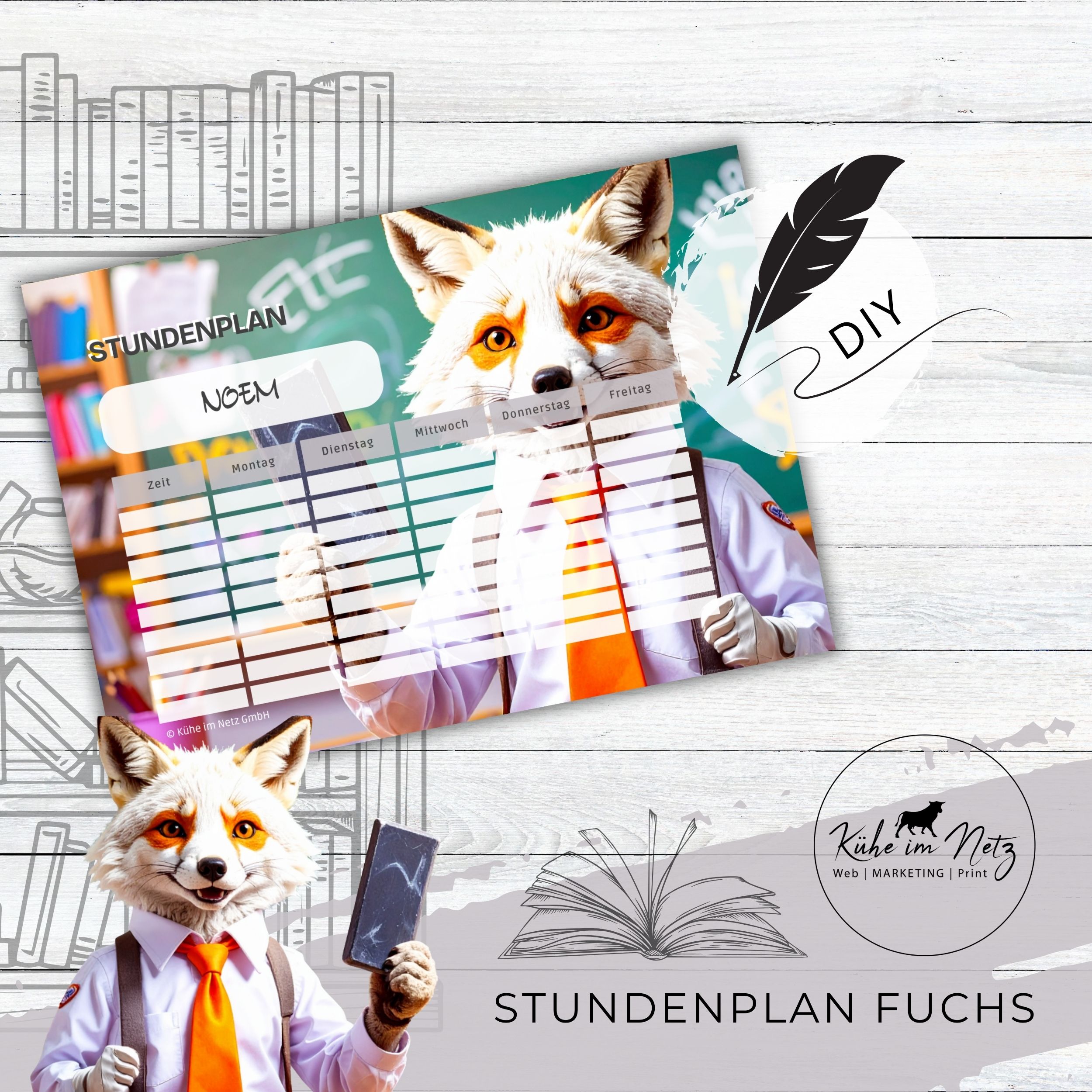Stundenplan „Fuchs“ | Personalisierbare Druckvorlage #backtoschool | PDF Formular Download