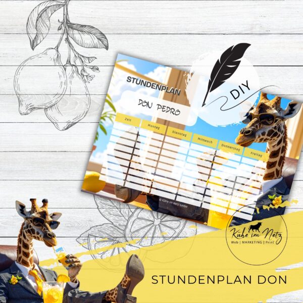 Stundenplan „Giraffe“ | Personalisierbare Druckvorlage #backtoschool | PDF Formular Download