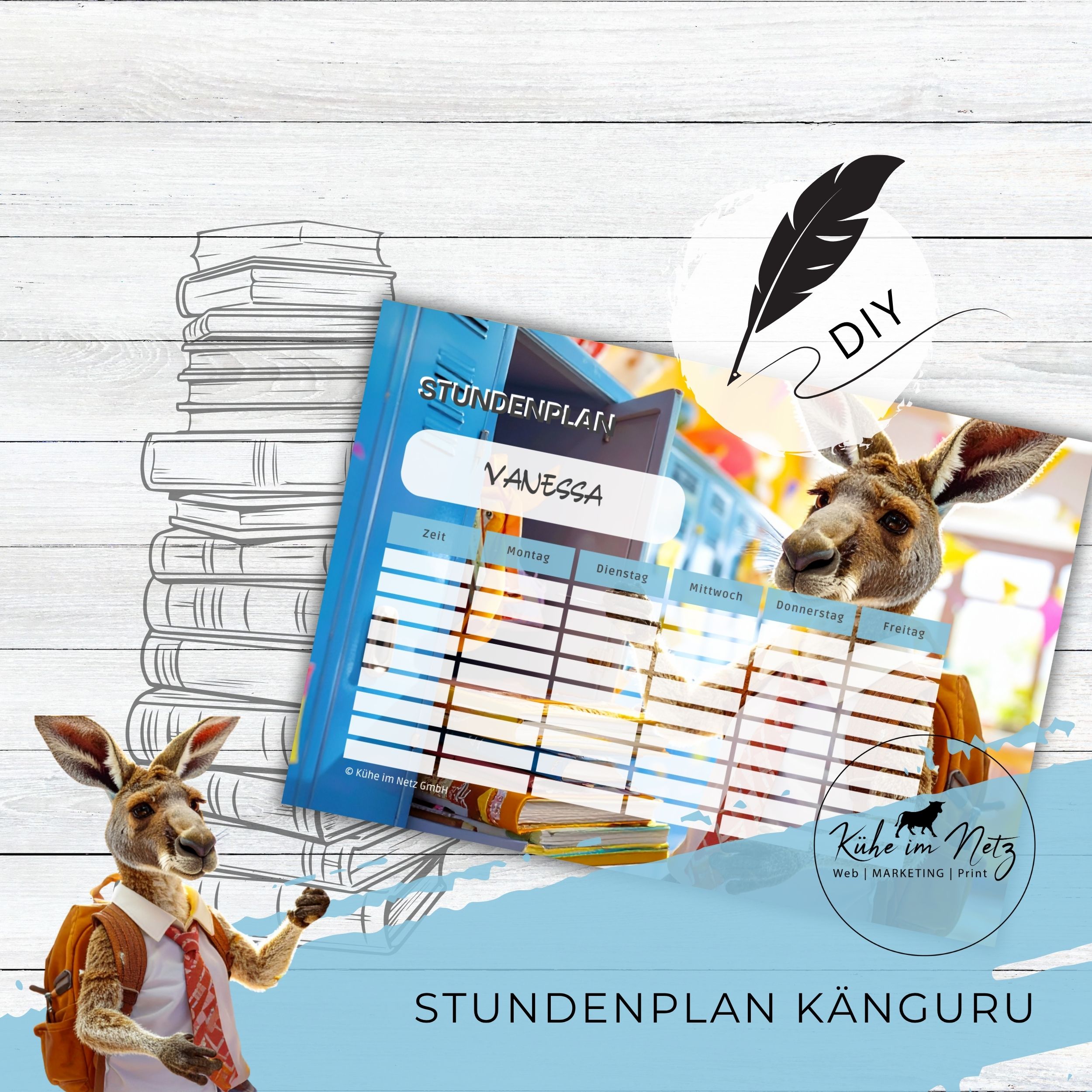 Stundenplan „Känguru“ | Personalisierbare Druckvorlage #backtoschool | PDF Formular Download