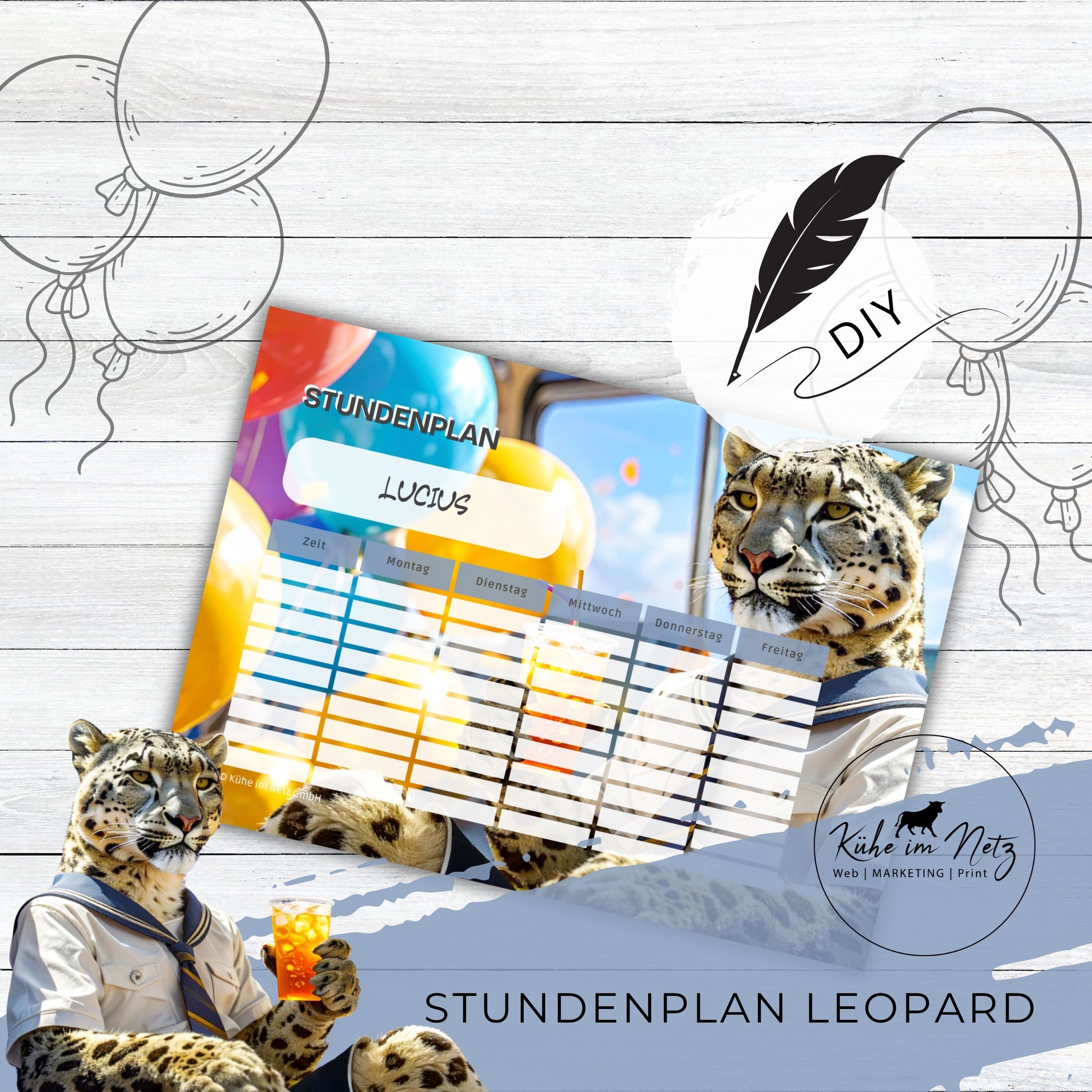 Stundenplan „Leopard“ | Personalisierbare Druckvorlage #backtoschool | PDF Formular Download