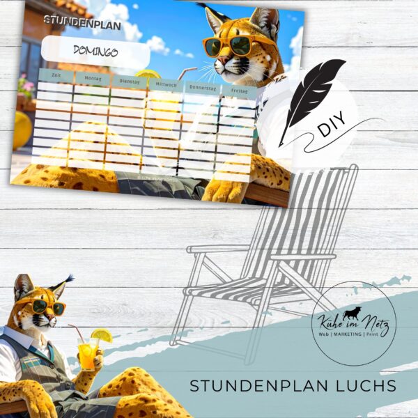 Stundenplan „Luchs“ | Personalisierbare Druckvorlage #backtoschool | PDF Formular Download